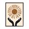 Stupell Industries Hands Holding Desert Sun with Face Linework in Black Frame Wall Art